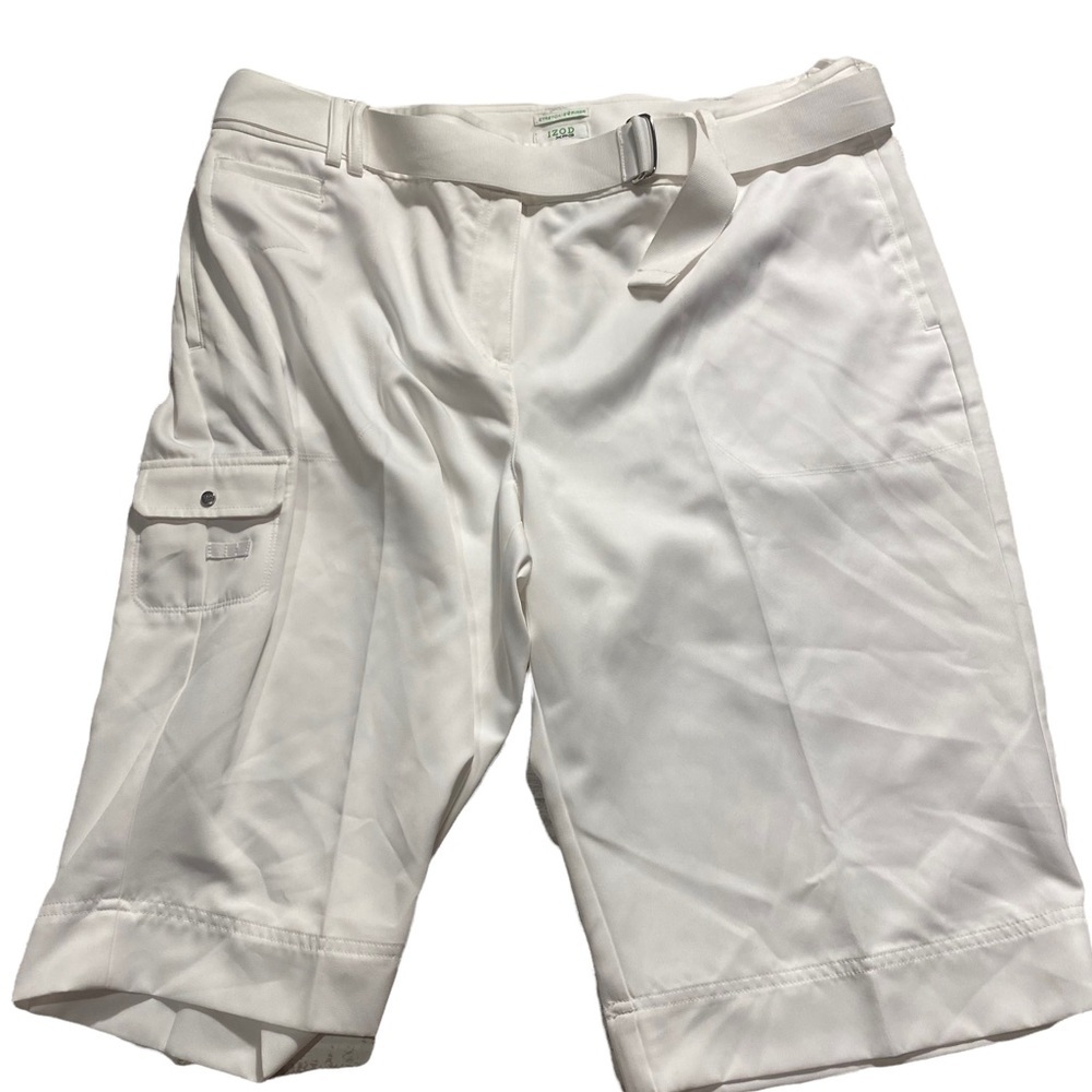 Izod FXG Belted Bermuda Shorts White Sz 16